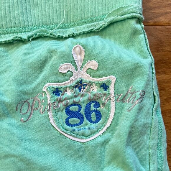 PINK Victoria's Secret Y2K Pink Royalty Sweatpants Capris Size M Mint Green - Picture 3 of 12